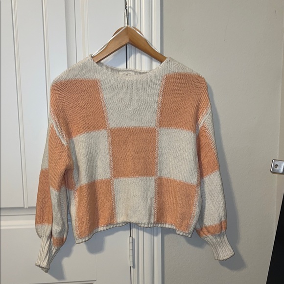 Billabong Sweaters - Billabong Checkerboard Sweater - Cream and Orange